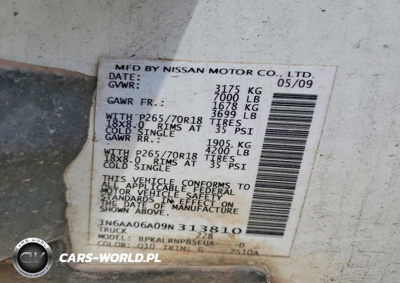 2009 Nissan Titan Xe VIN:1N6AA06A09N313810 - 12