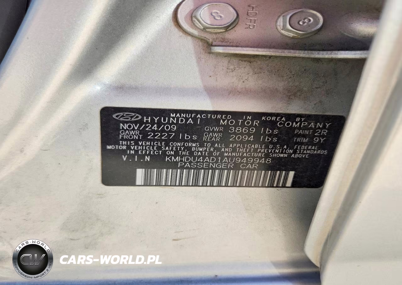 2010 Hyundai Elantra Gls VIN:KMHDU4AD1AU949948 - 12