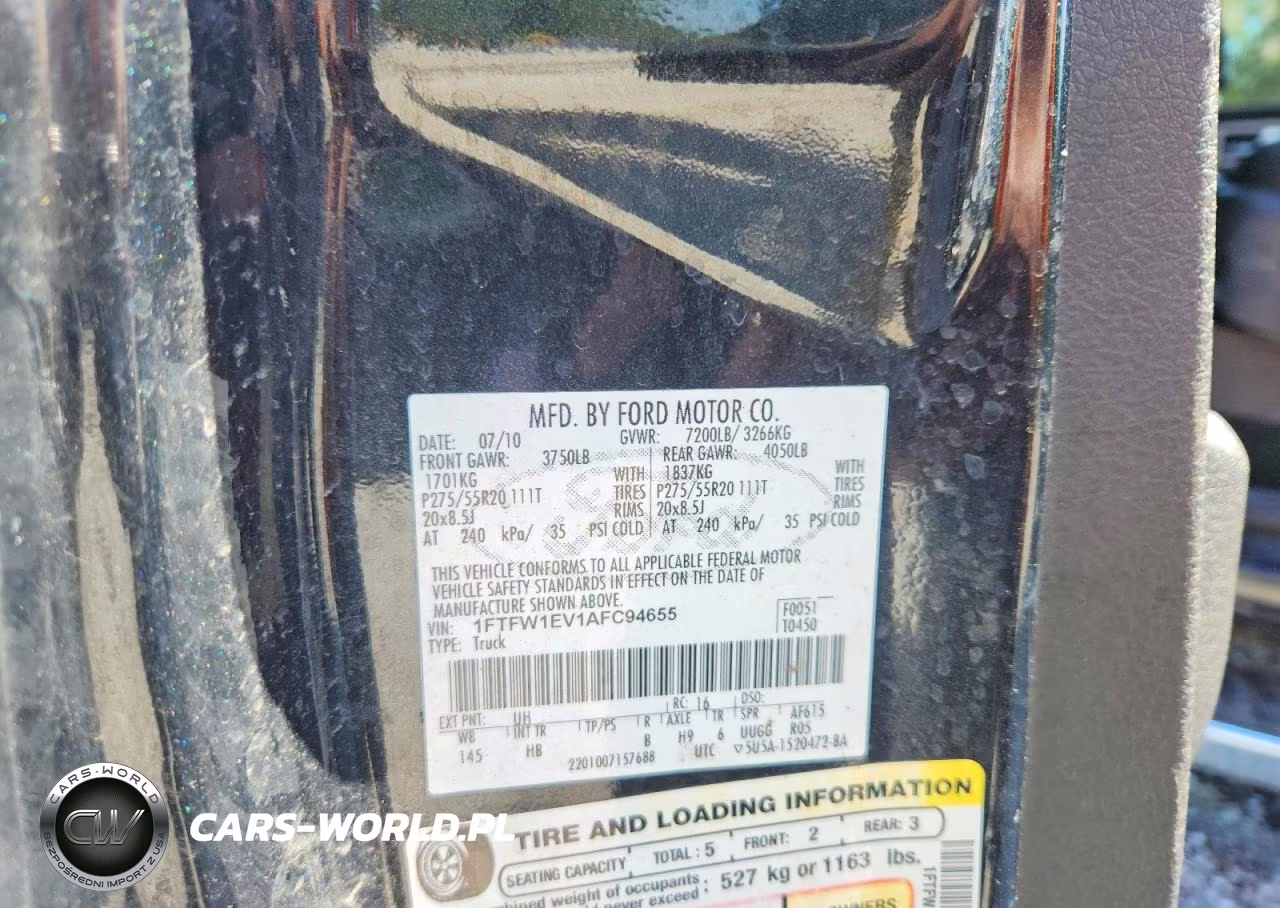 2010 Ford F150 Supercrew VIN:1FTFW1EV1AFC94655 - 12