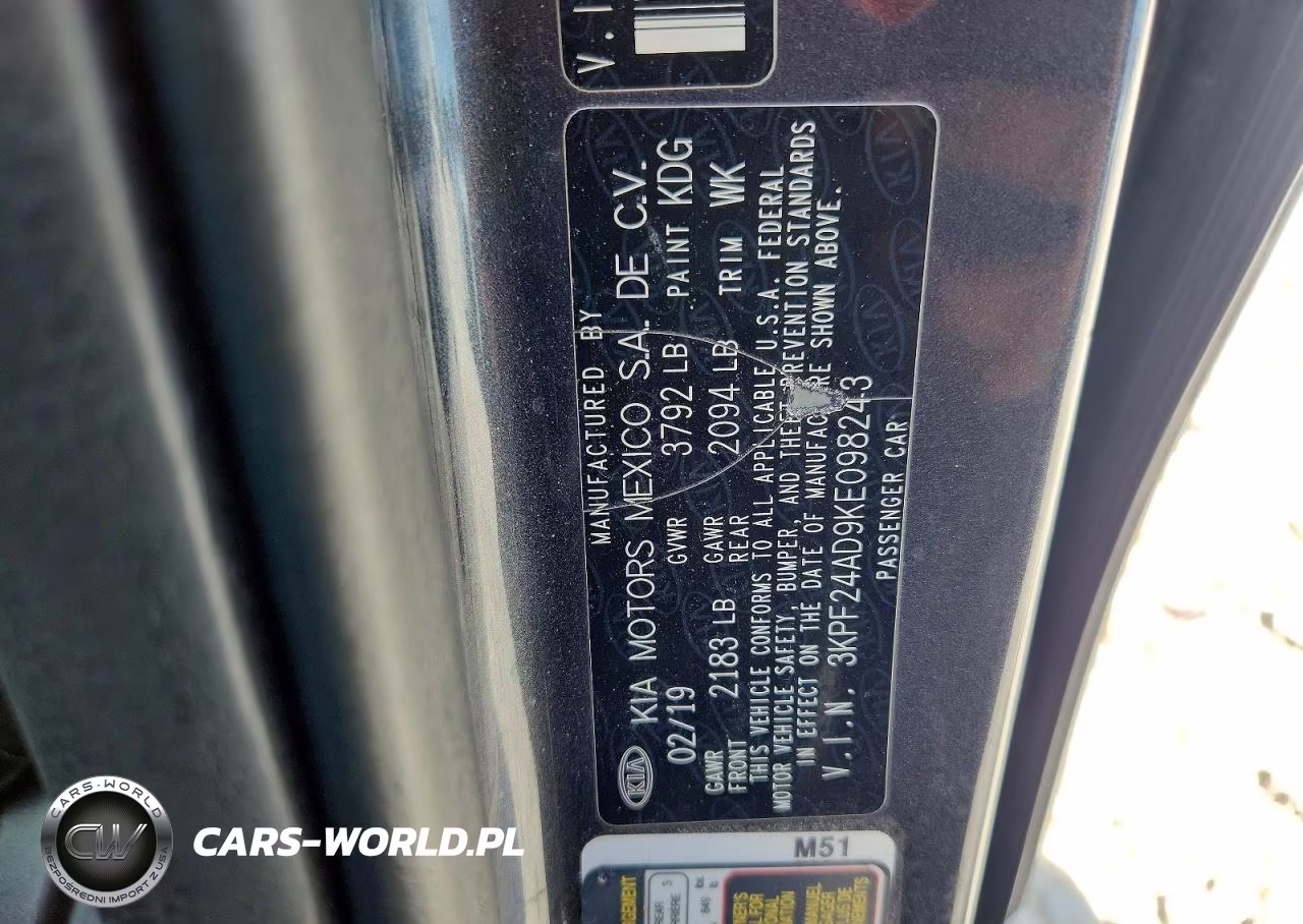 2019 Kia Forte Lxs VIN:3KPF24AD9KE098243 - 12