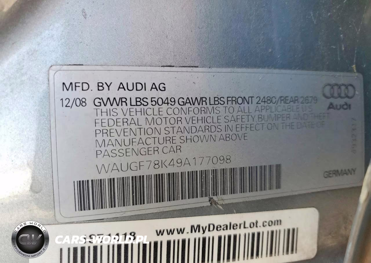 2009 Audi A4 Premium Plus VIN:WAUGF78K49A177098 - 12