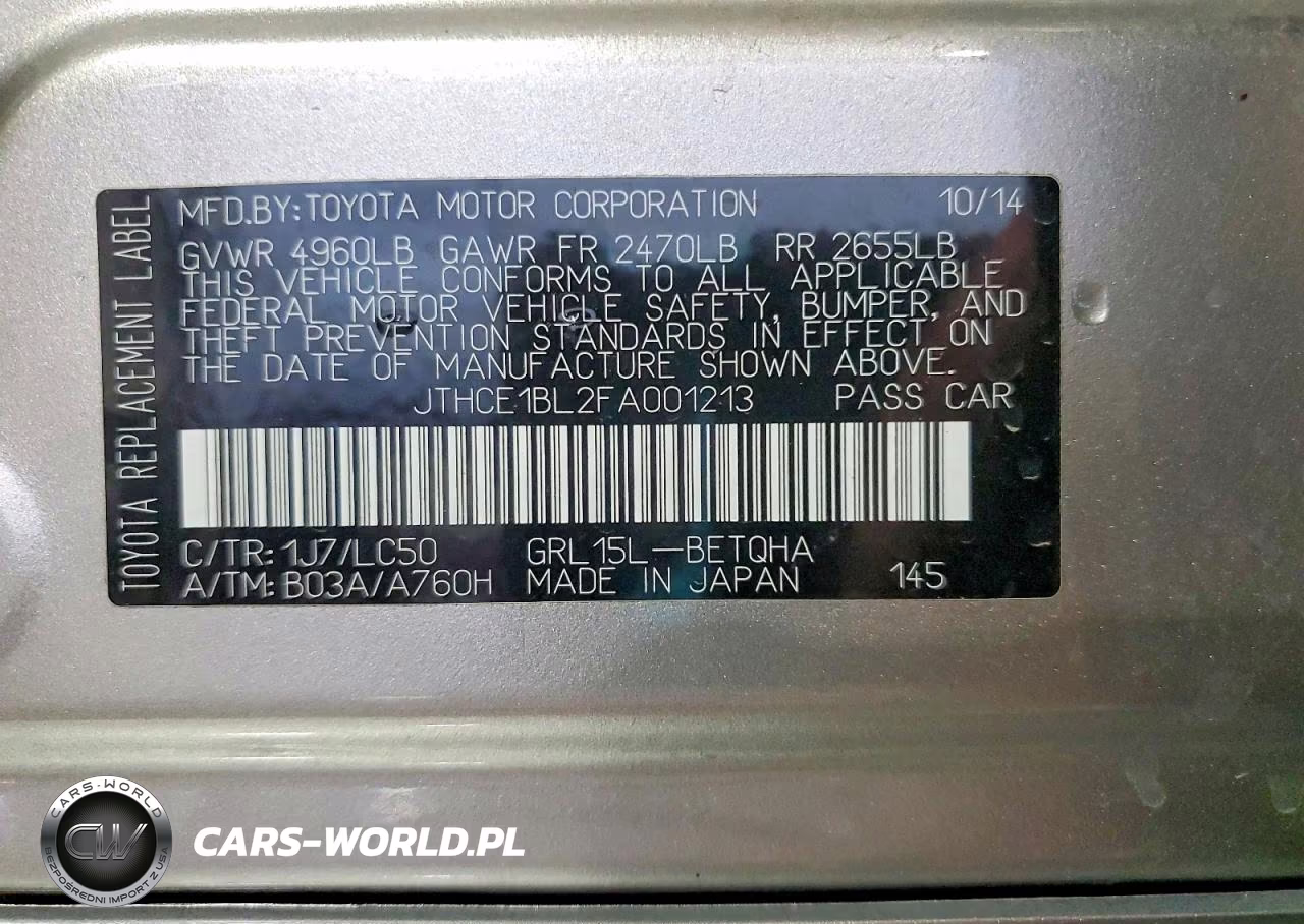 2015 Lexus Gs 350 VIN:JTHCE1BL2FA001213 - 12
