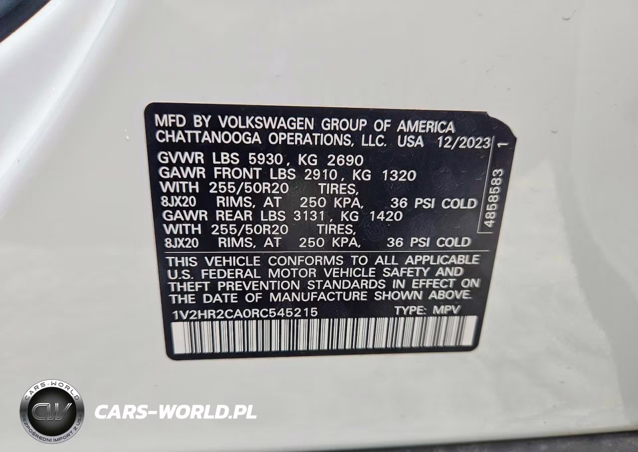 2024 Volkswagen Atlas Se VIN:1V2HR2CA0RC545215 - 12