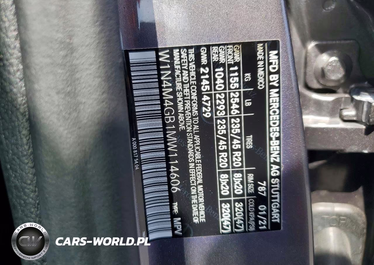 2021 Mercedes-Benz Glb 250 VIN:W1N4M4GB1MW114606 - 13