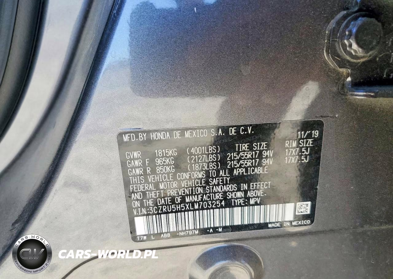 2020 Honda Hr-V Ex VIN:3CZRU5H5XLM703254 - 12