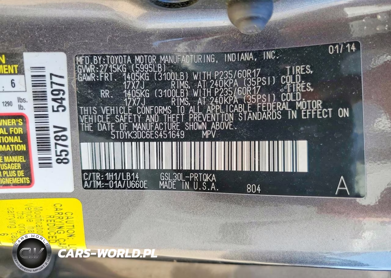 2014 Toyota Sienna Xle 8-Passenger VIN:5TDYK3DC6ES451649 - 13