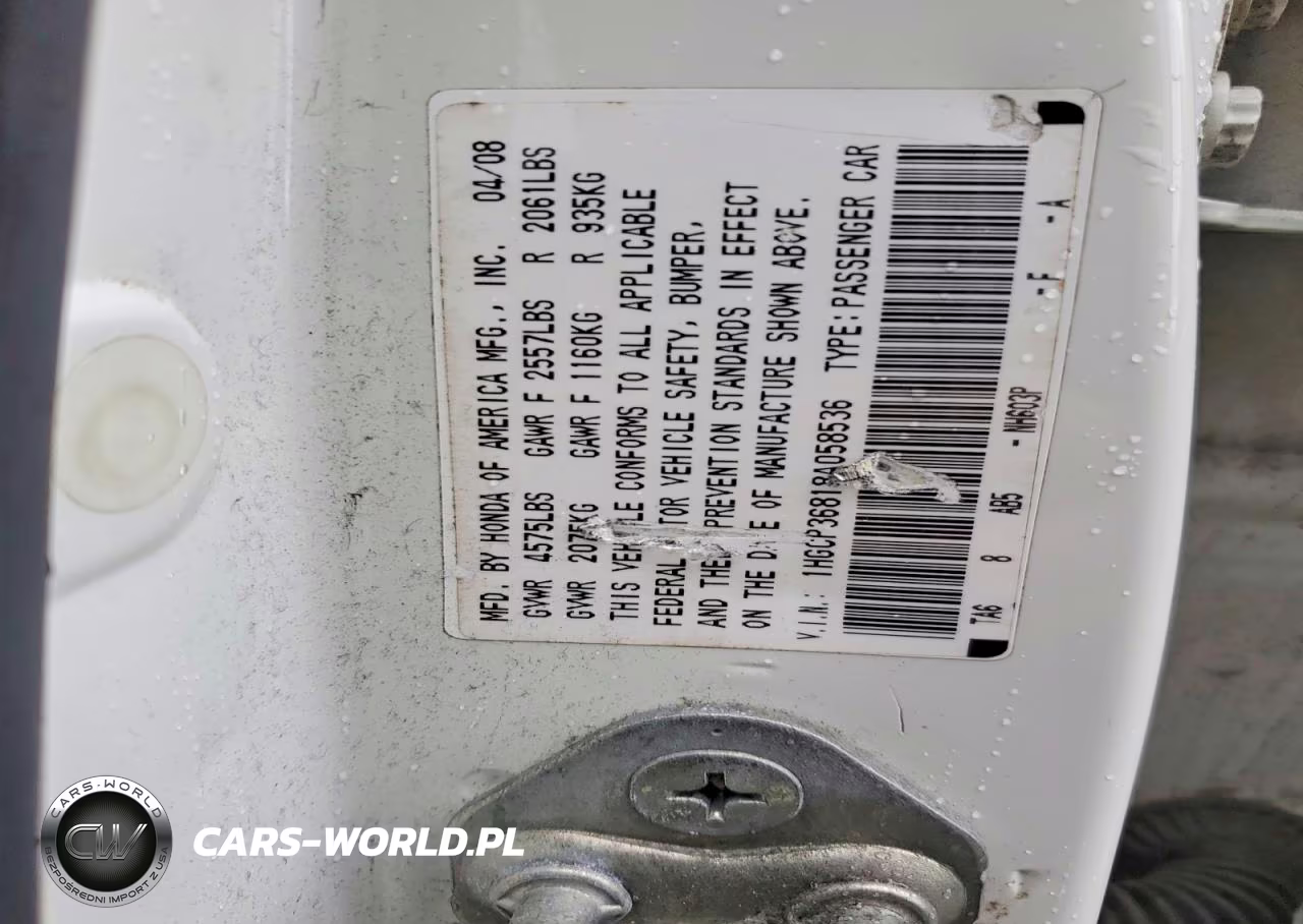 2008 Honda Accord Exl VIN:1HGCP36818A058536 - 13