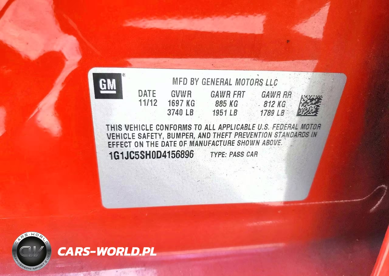 2013 Chevrolet Sonic Lt VIN:1G1JC5SH0D4156896 - 12