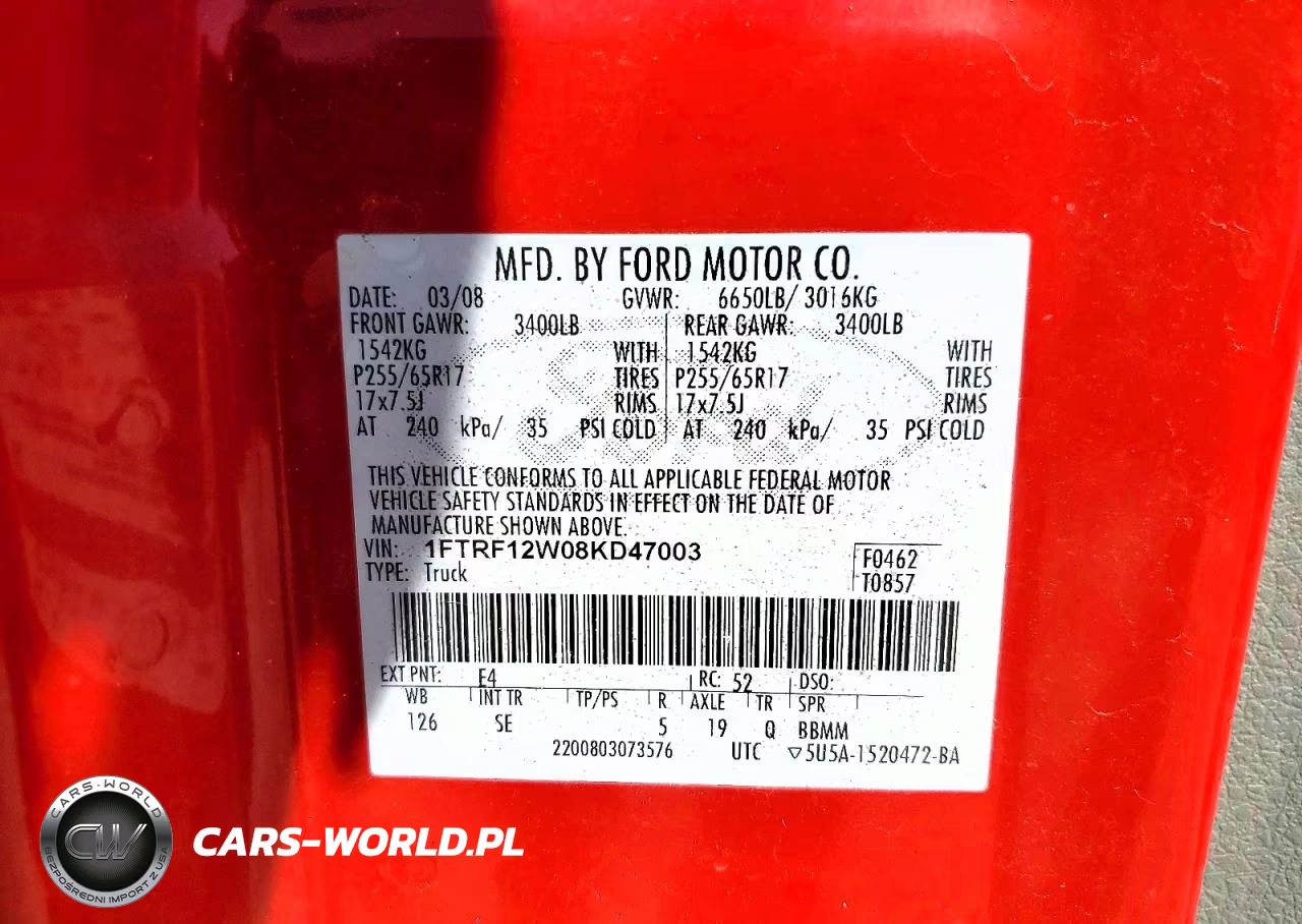 2008 Ford F150 VIN:1FTRF12W08KD47003 - 12