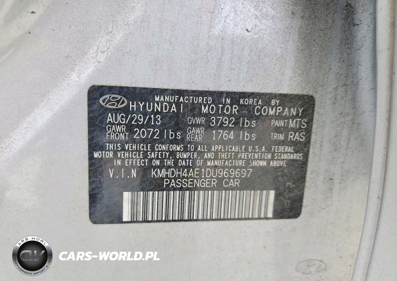2013 Hyundai Elantra Gls VIN:KMHDH4AE1DU969697 - 13