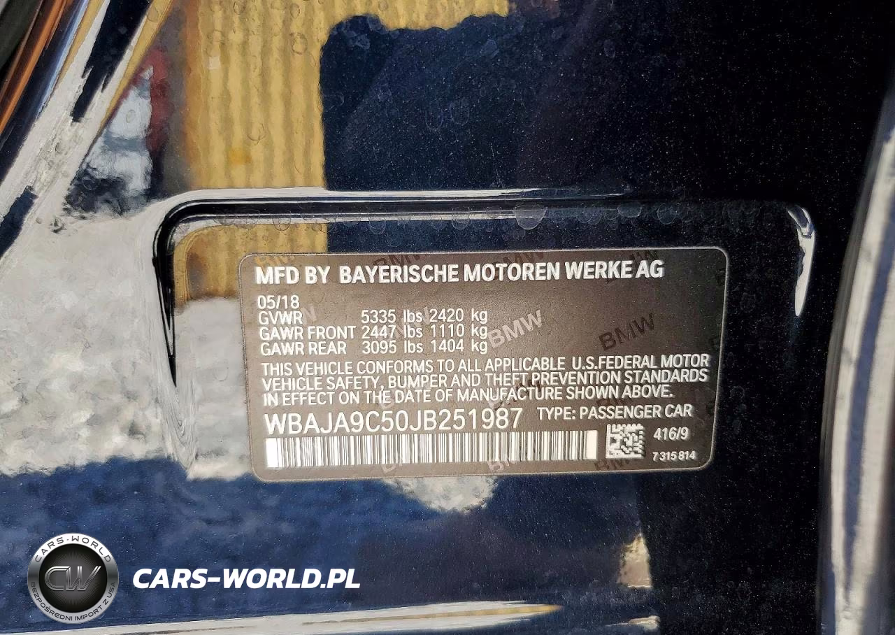 2018 BMW 530E VIN:WBAJA9C50JB251987 - 13