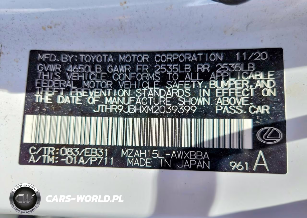 2021 Lexus Ux 250H VIN:JTHR9JBHXM2039399 - 13
