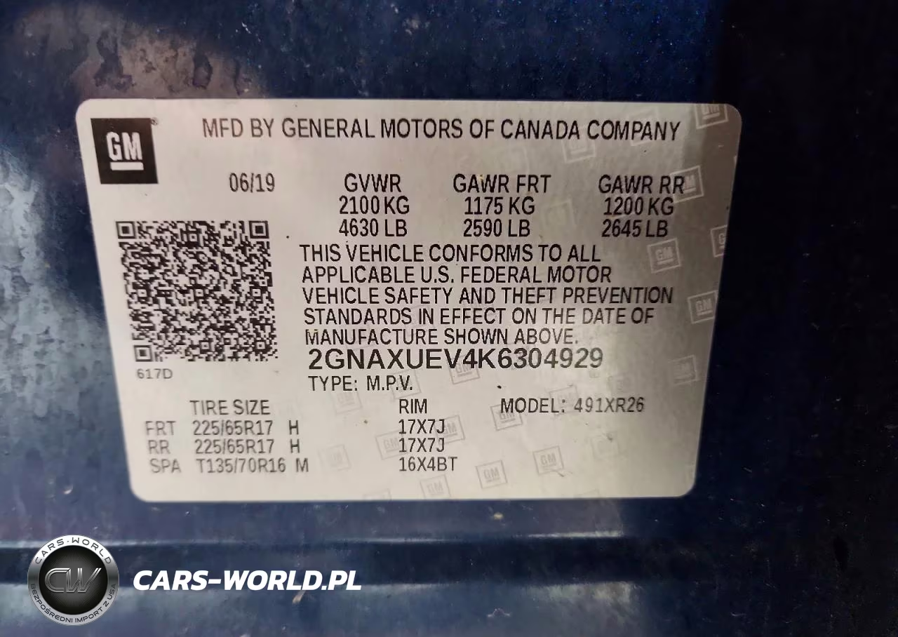 2019 Chevrolet Equinox Lt VIN:2GNAXUEV4K6304929 - 13
