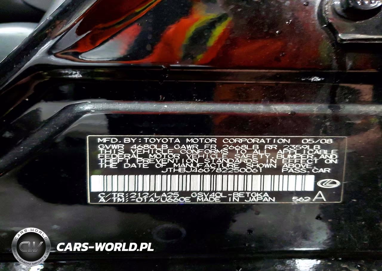 2008 Lexus Es 350 VIN:JTHBJ46G782250061 - 12