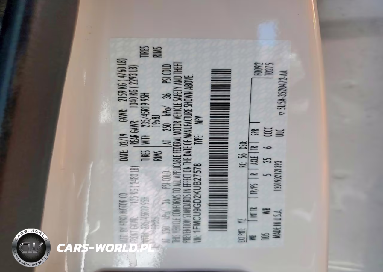 2019 Ford Escape Se VIN:1FMCU9GD2KUB27578 - 12