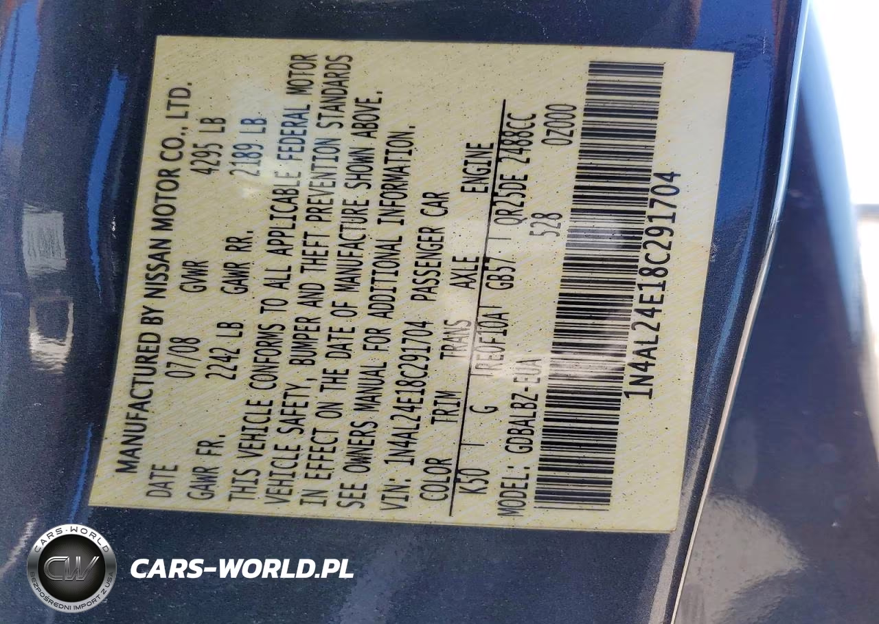 2008 Nissan Altima 2.5S VIN:1N4AL24E18C291704 - 13