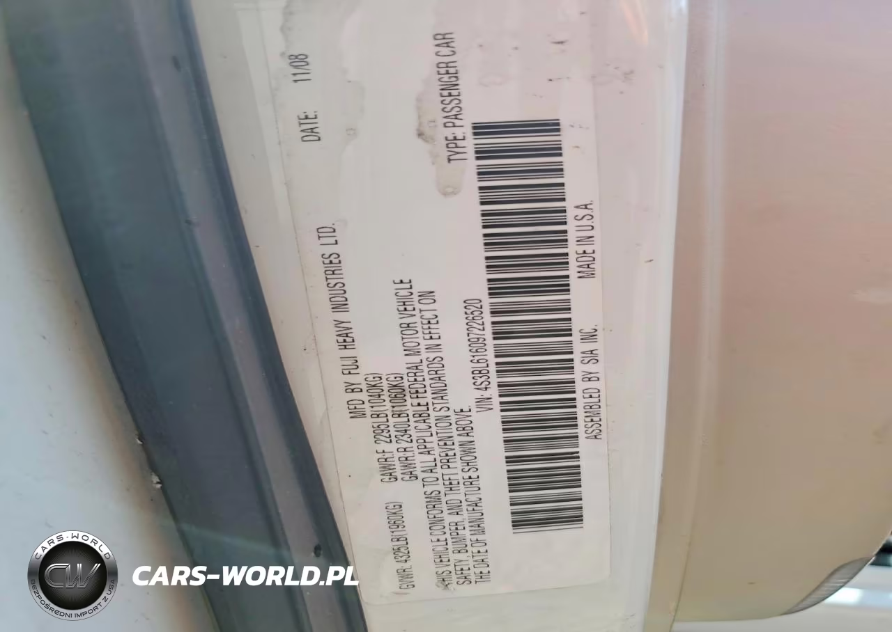 2009 Subaru Legacy 2.5I VIN:4S3BL616097226520 - 12