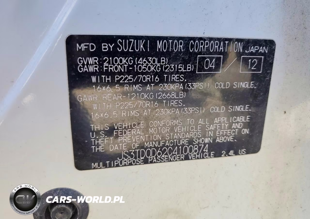 2012 Suzuki Grand Vitara Premium VIN:JS3TD0D62C4100874 - 13