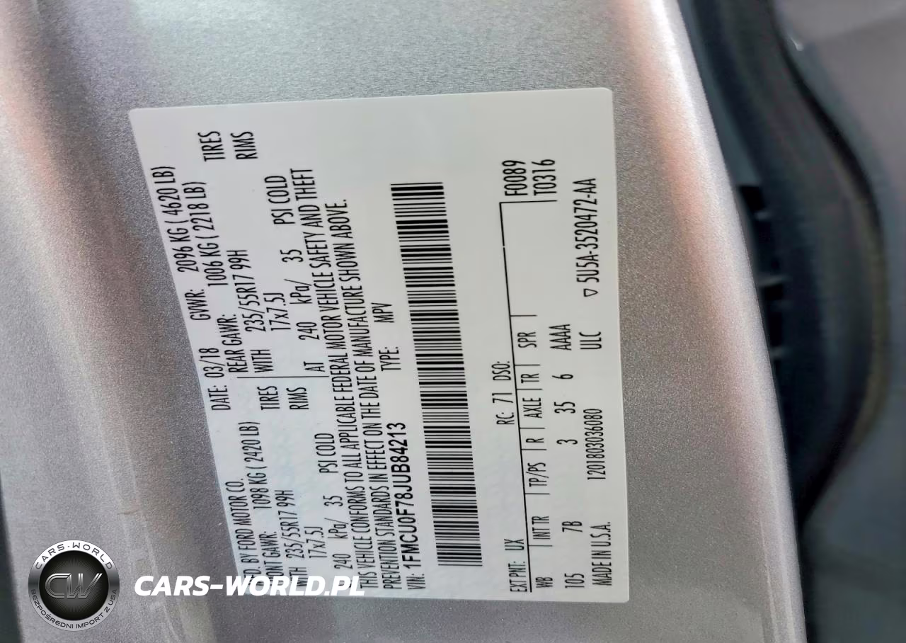 2018 Ford Escape S VIN:1FMCU0F78JUB84213 - 13
