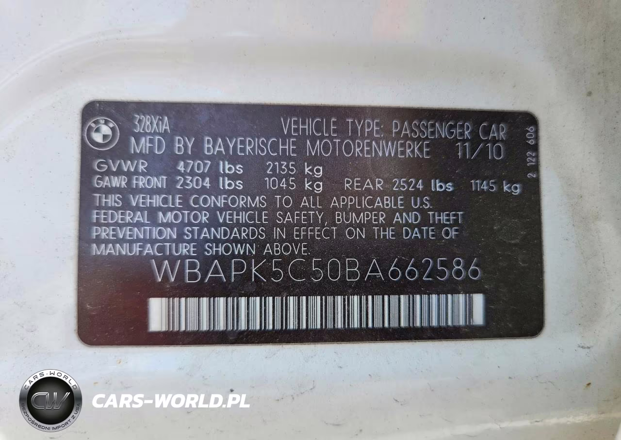 2011 BMW 328 Xi Sulev VIN:WBAPK5C50BA662586 - 12