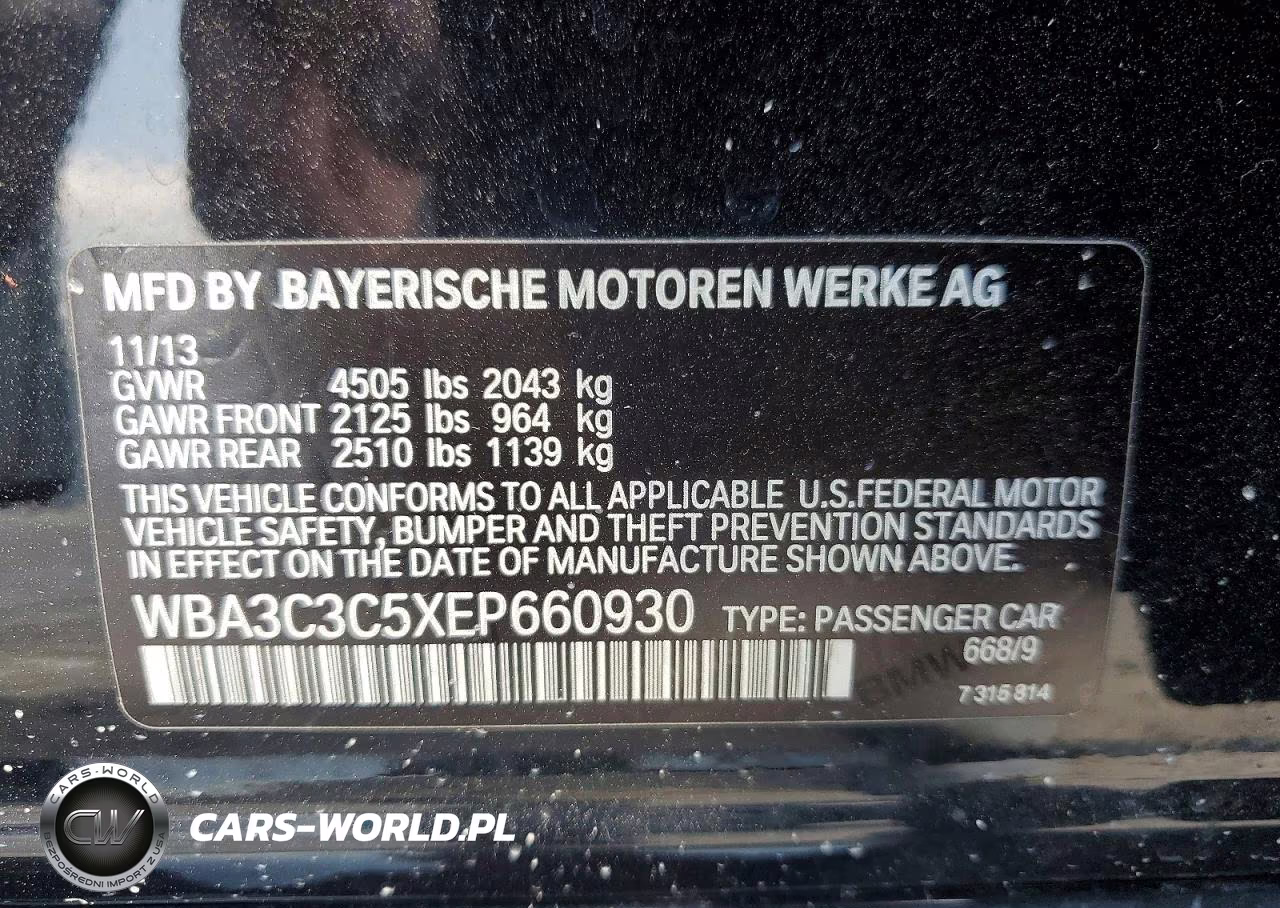 2014 BMW 320 I xDrive VIN:WBA3C3C5XEP660930 - 12