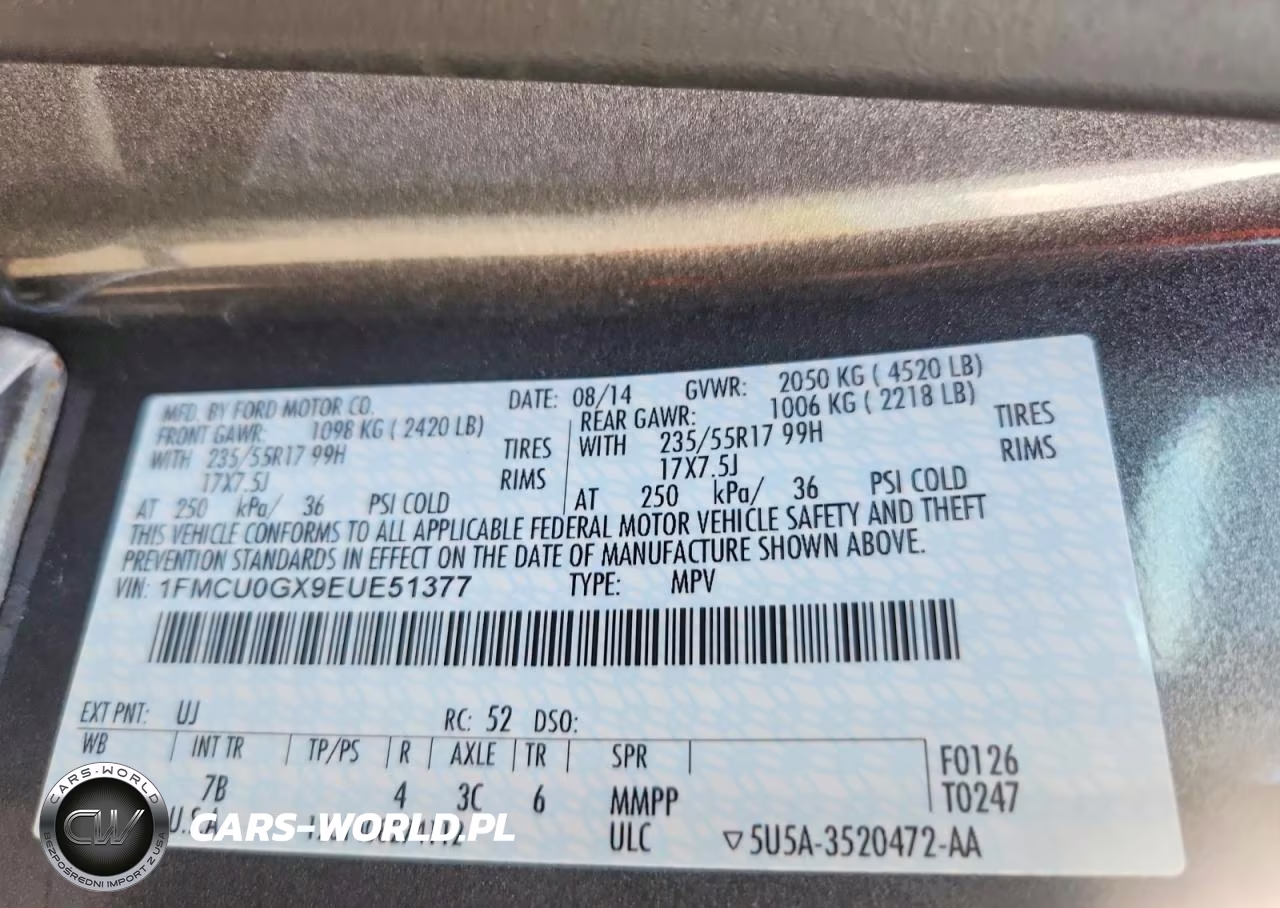 2014 Ford Escape Se VIN:1FMCU0GX9EUE51377 - 13