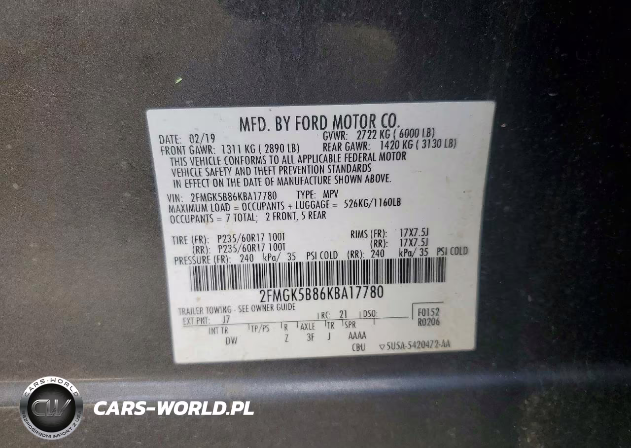 2019 Ford Flex Se VIN:2FMGK5B86KBA17780 - 13