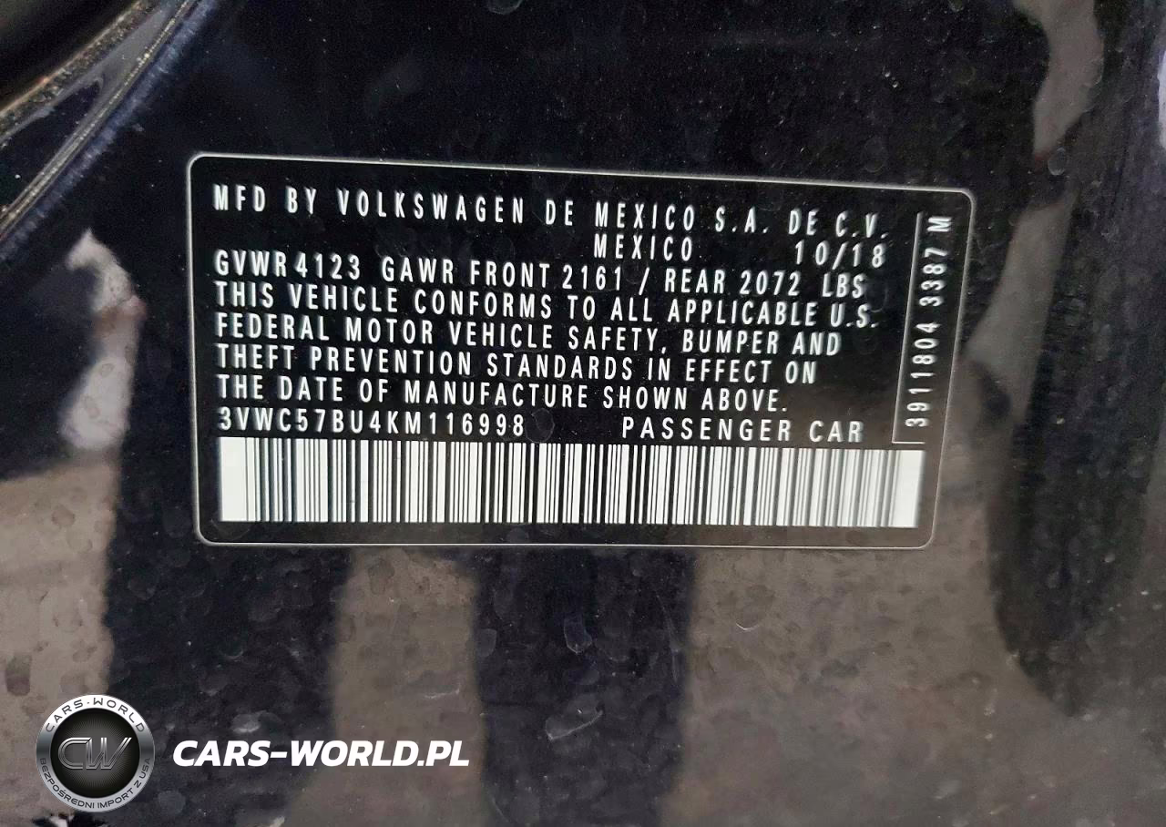 2019 Volkswagen Jetta S VIN:3VWC57BU4KM116998 - 12