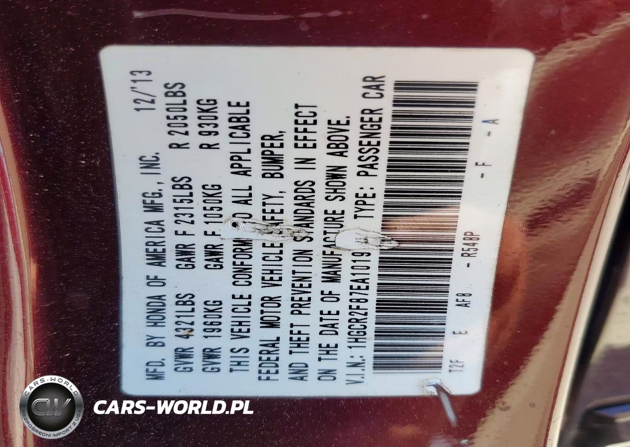 2014 Honda Accord Exl VIN:1HGCR2F87EA101910 - 13