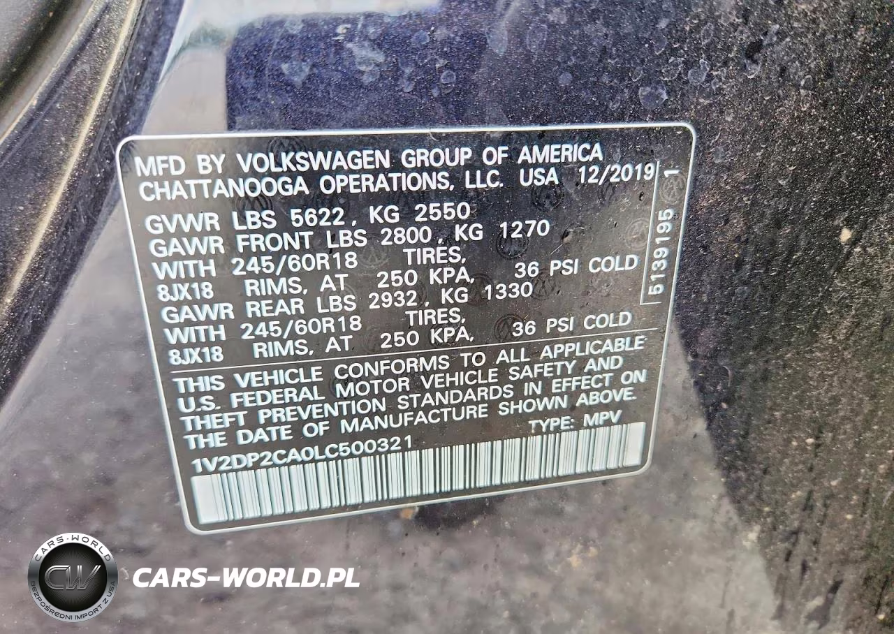 2020 Volkswagen Atlas Se VIN:1V2DP2CA0LC500321 - 13
