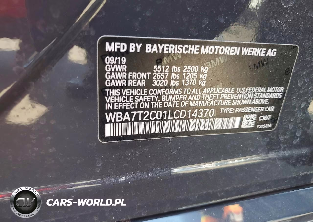 2020 BMW 740 I VIN:WBA7T2C01LCD14370 - 12