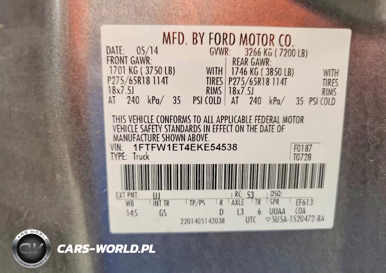 2014 Ford F150 Supercrew VIN:1FTFW1ET4EKE54538 - 12