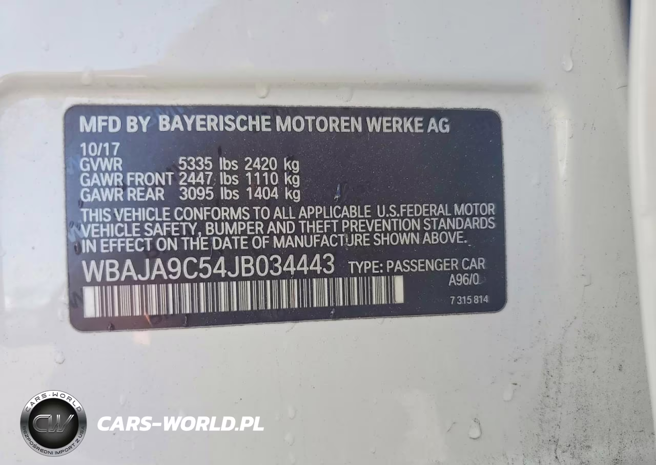 2018 BMW 530E VIN:WBAJA9C54JB034443 - 12