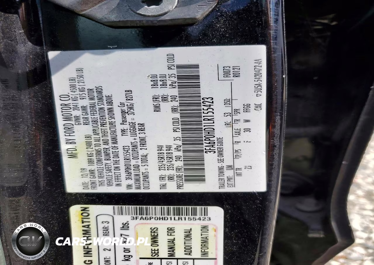 2020 Ford Fusion Se VIN:3FA6P0HD1LR155423 - 12