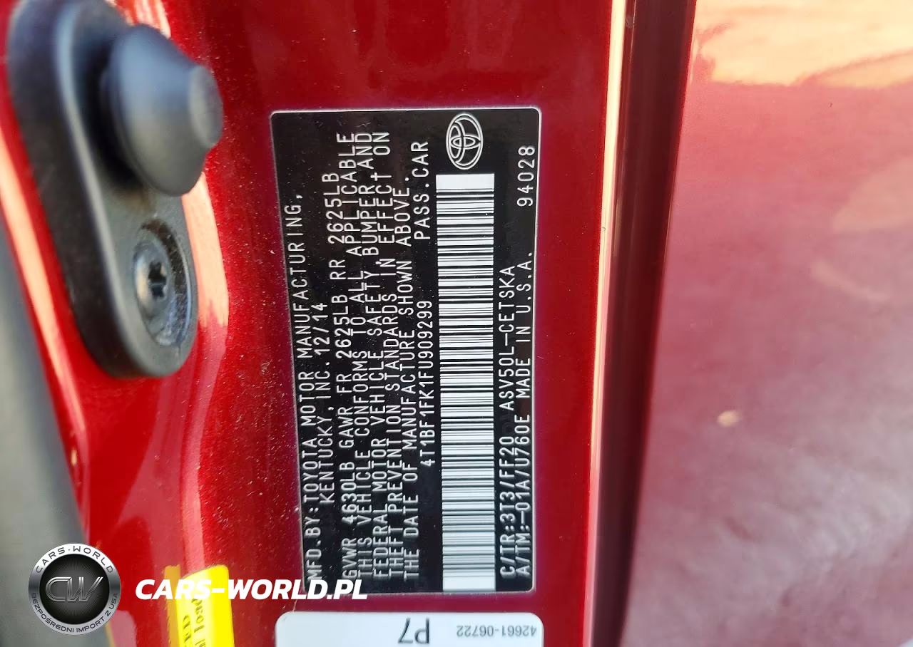 2015 Toyota Camry Se VIN:4T1BF1FK1FU909299 - 12