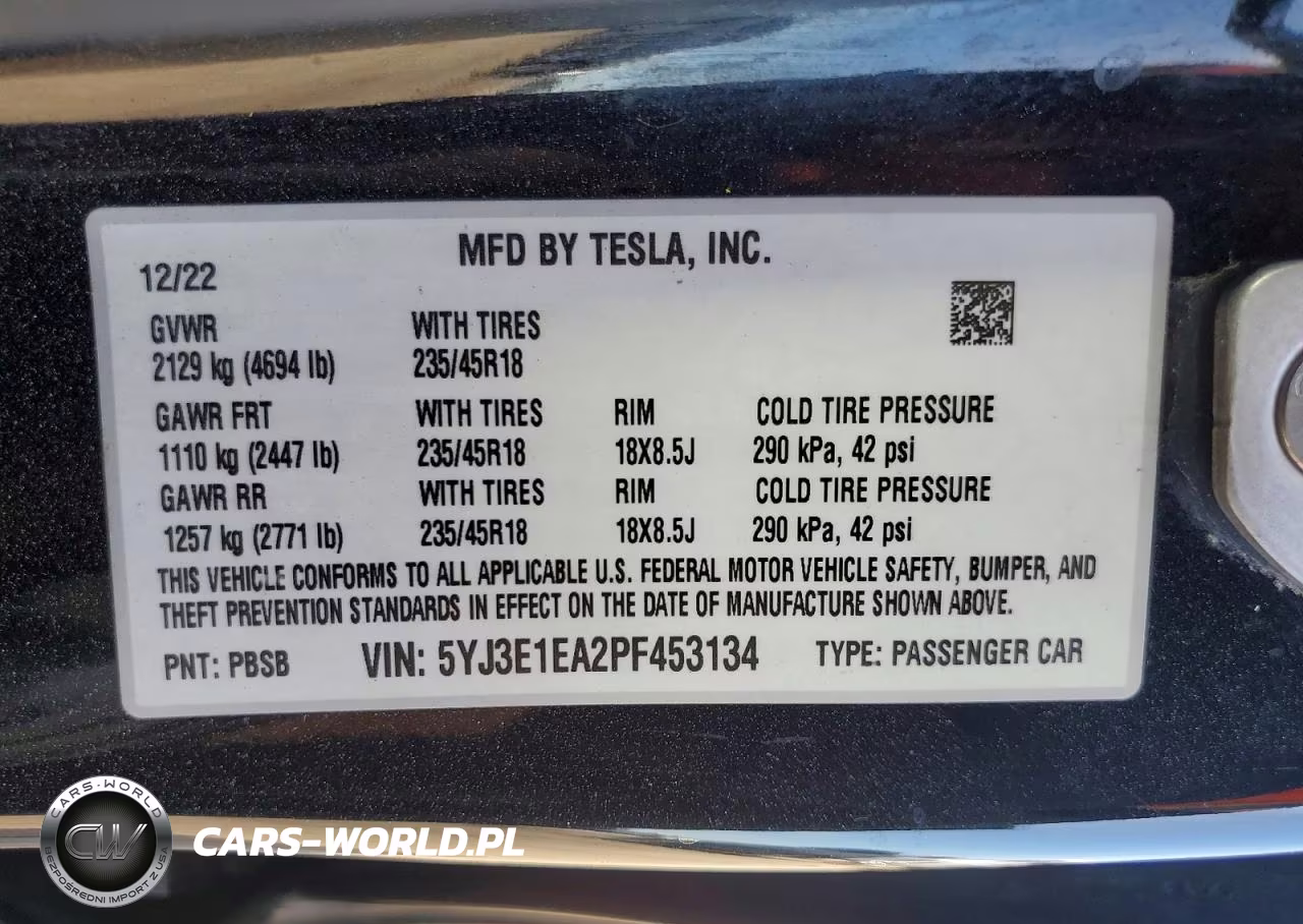 2023 Tesla Model 3 VIN:5YJ3E1EA2PF453134 - 12