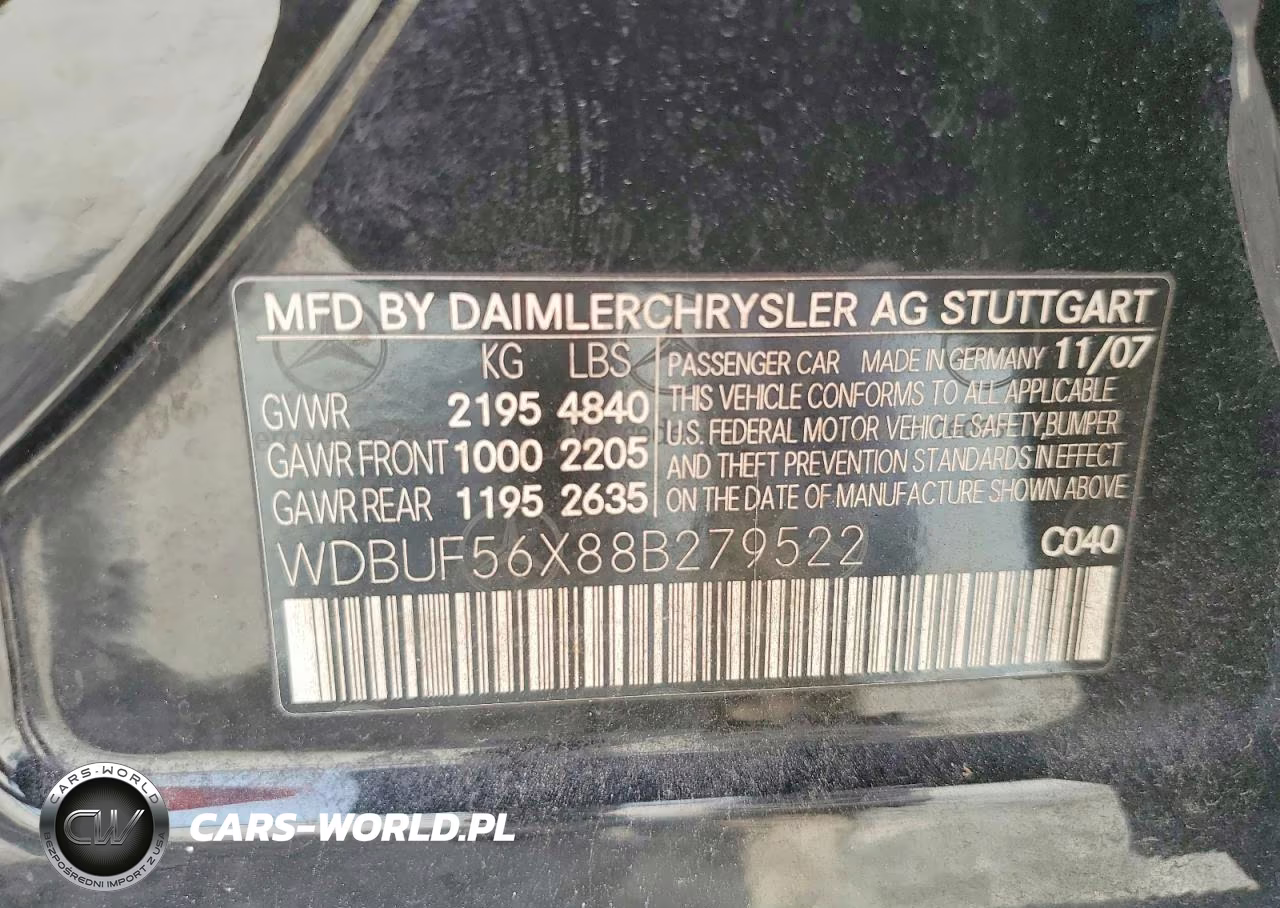 2008 Mercedes-Benz E 350 VIN:WDBUF56X88B279522 - 12