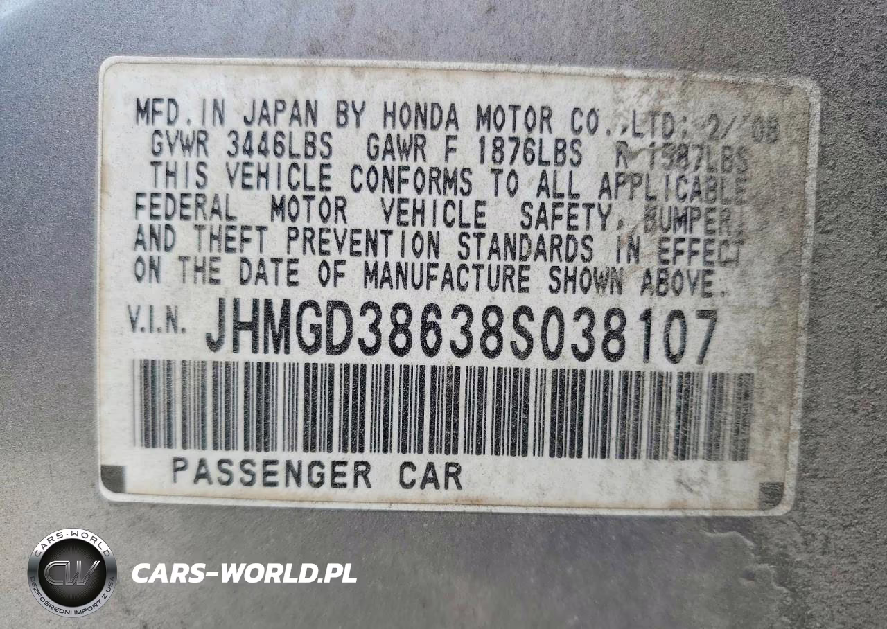 2008 Honda Fit Sport VIN:JHMGD38638S038107 - 13
