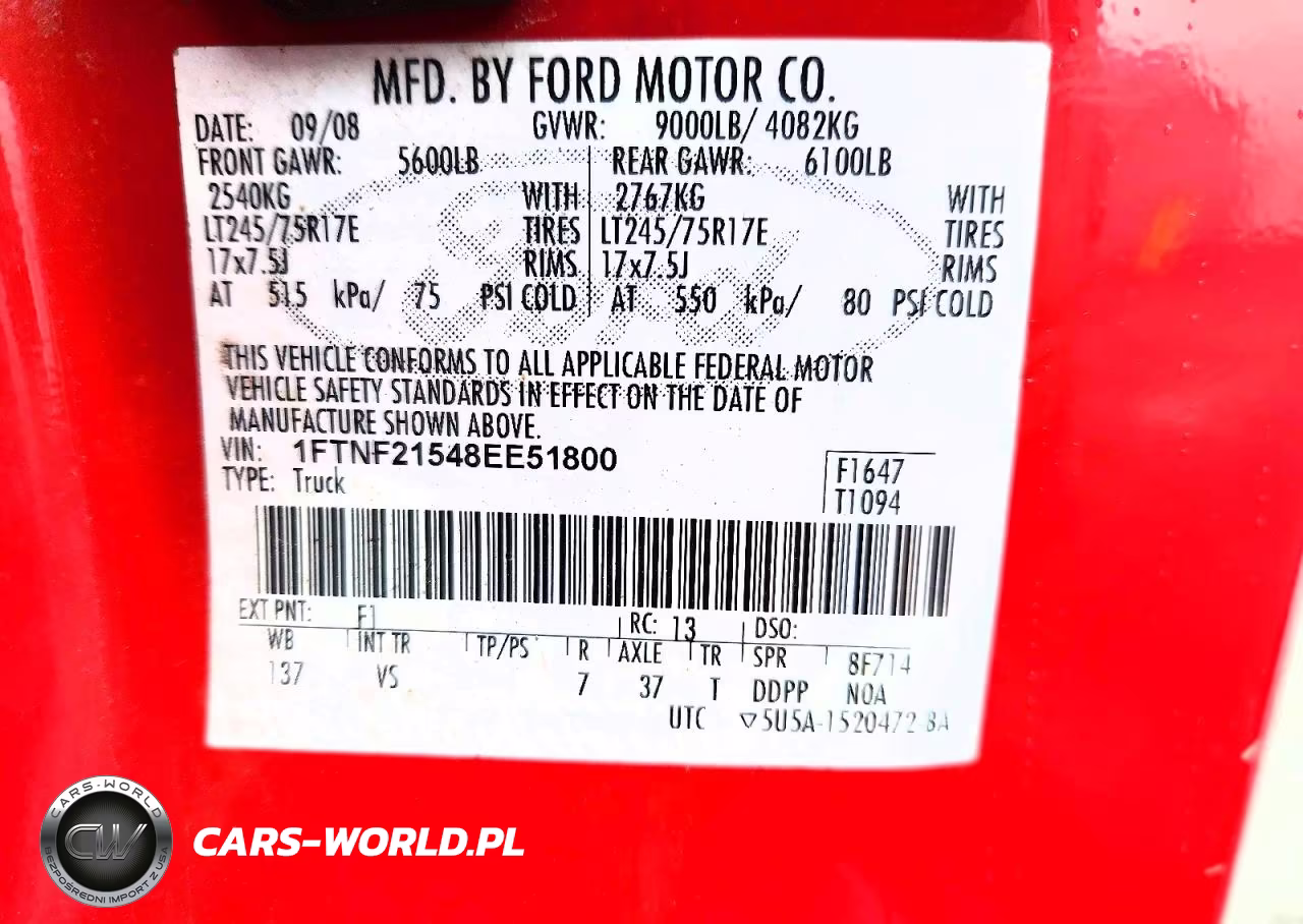2008 Ford F250 Super Duty VIN:1FTNF21548EE51800 - 13