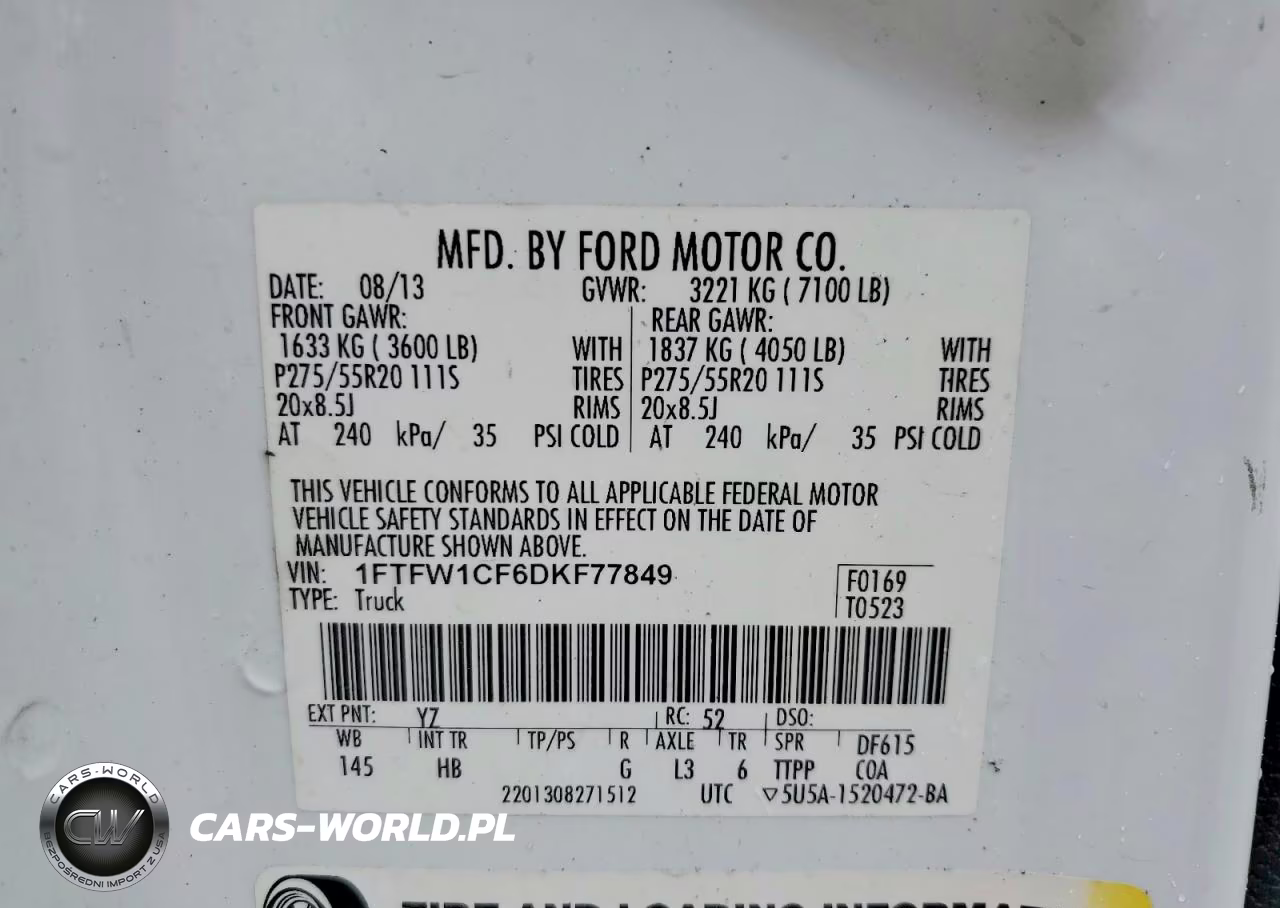 2013 Ford F150 Lariat VIN:1FTFW1CF6DKF77849 - 12
