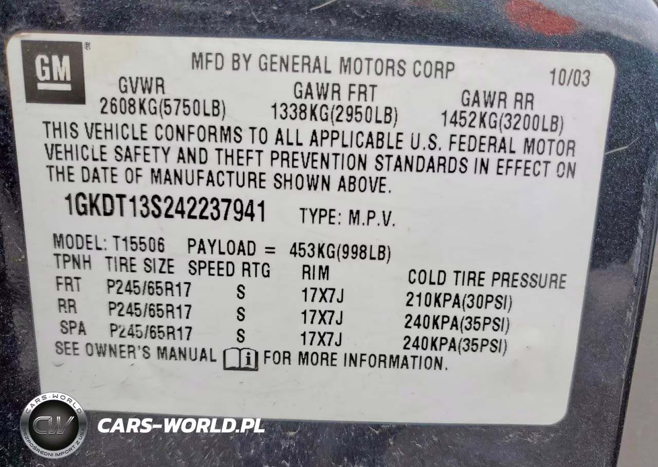 2004 GMC Envoy VIN:1GKDT13S242237941 - 13