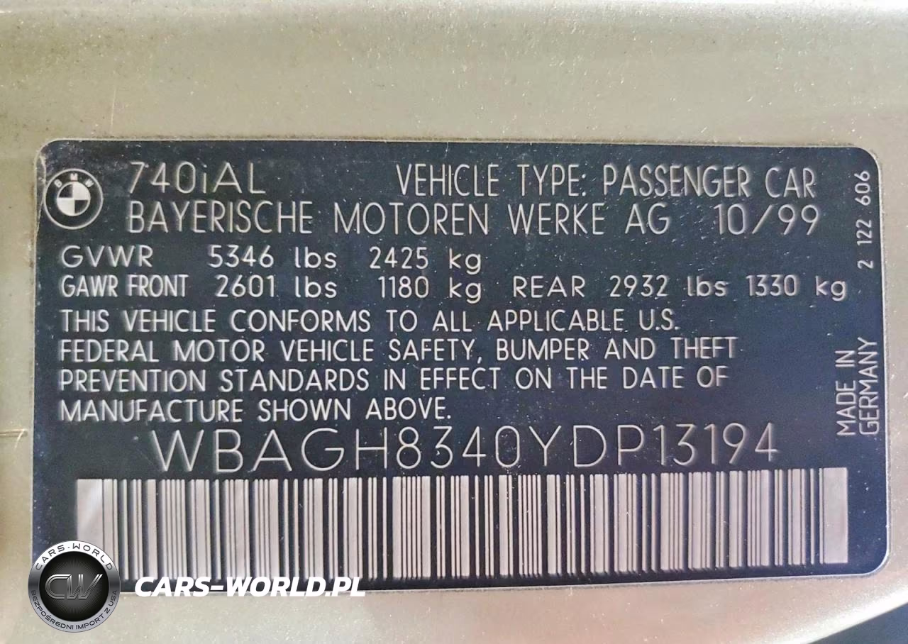 2000 BMW 740 Il VIN:WBAGH8340YDP13194 - 12