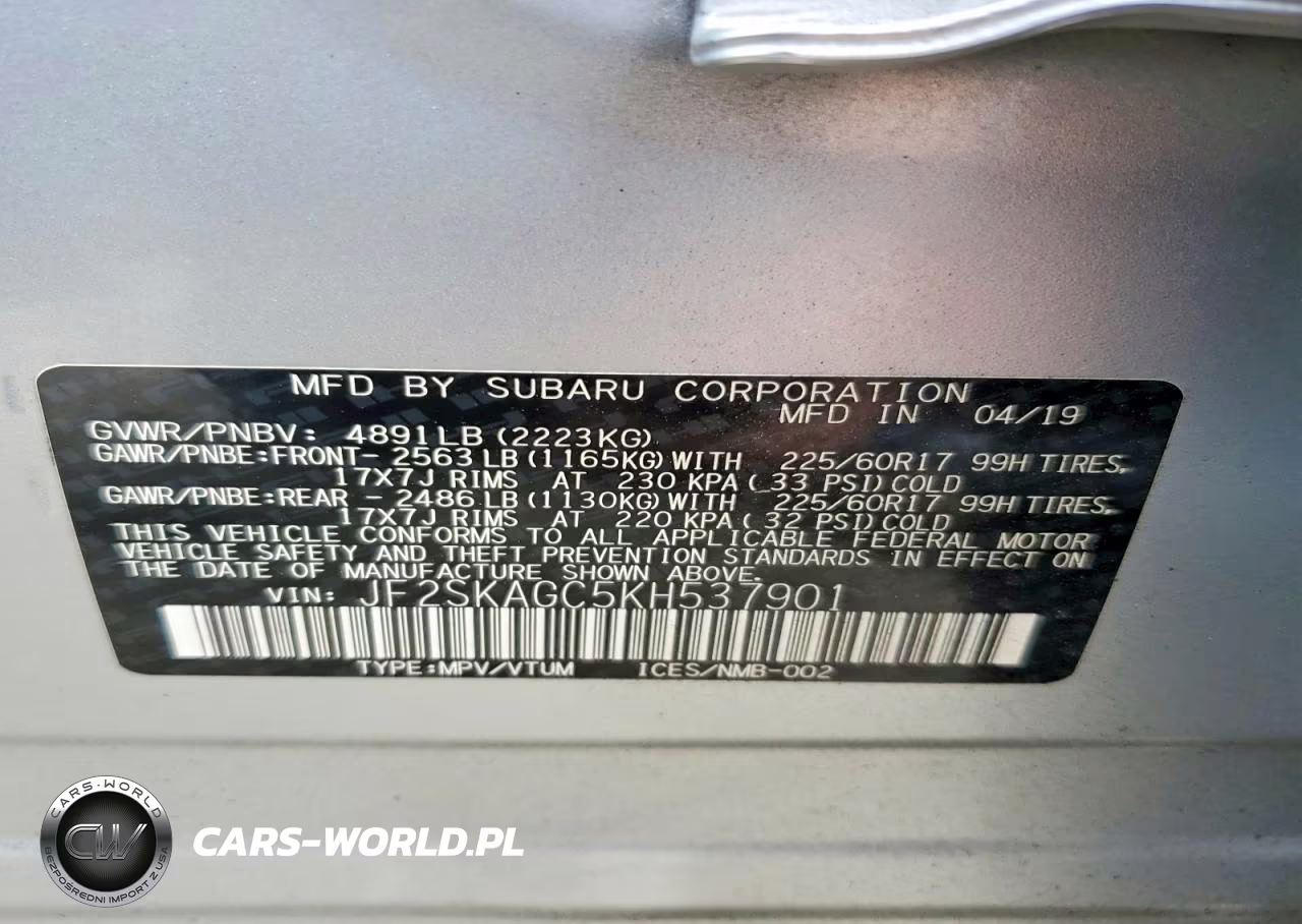 2019 Subaru Forester Premium VIN:JF2SKAGC5KH537901 - 13