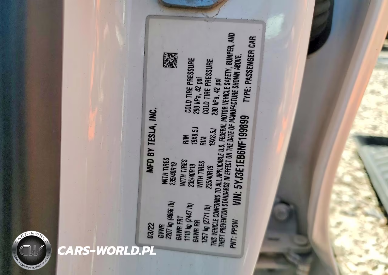 2022 Tesla Model 3 VIN:5YJ3E1EB6NF199899 - 13