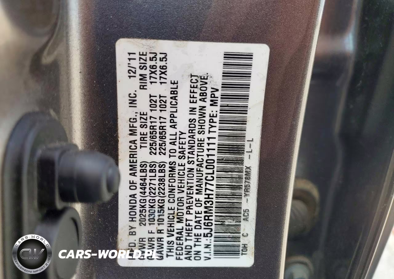2012 Honda Cr-V Exl VIN:5J6RM3H77CL001111 - 14
