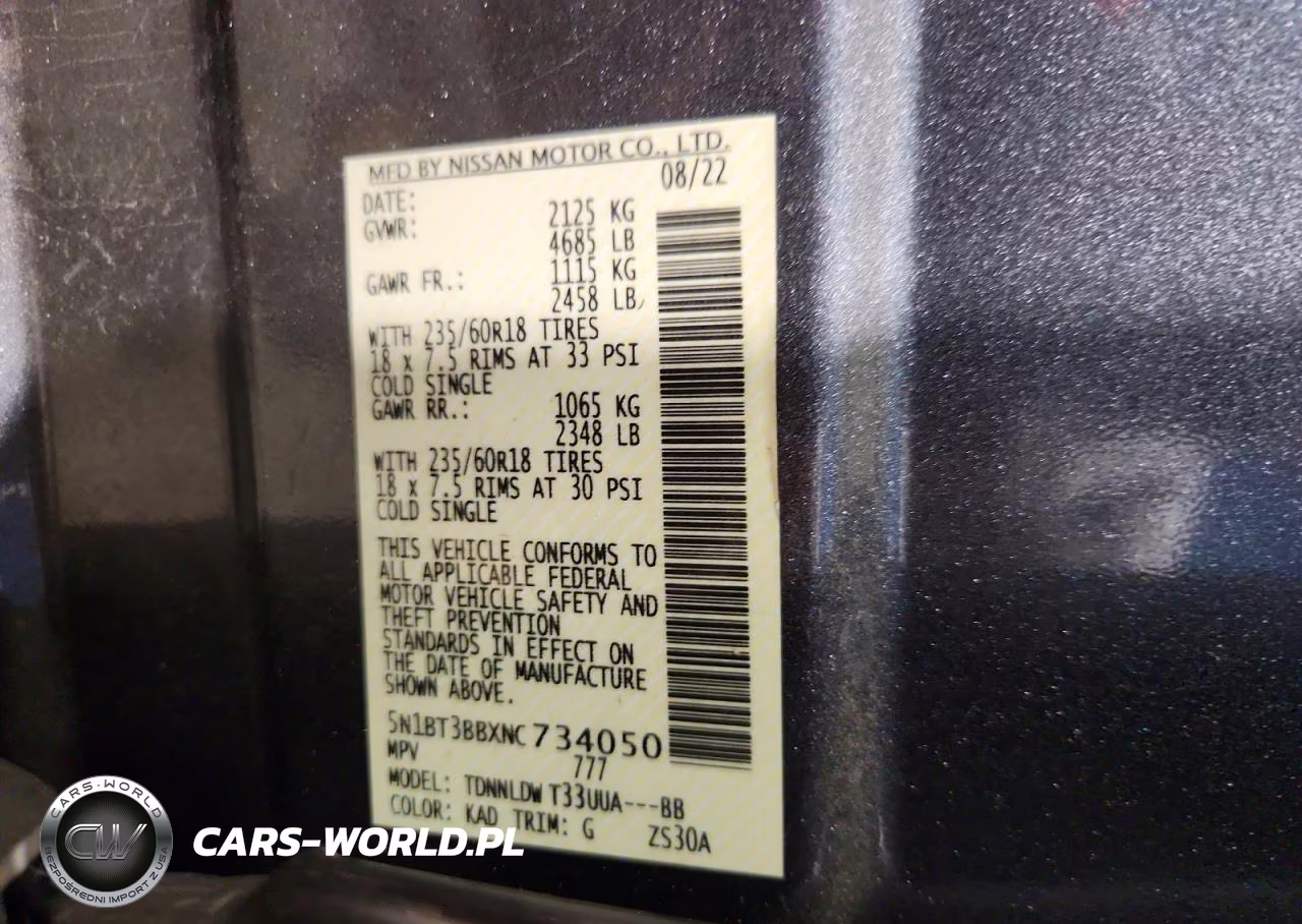 2022 Nissan Rogue Sv VIN:5N1BT3BBXNC734050 - 13