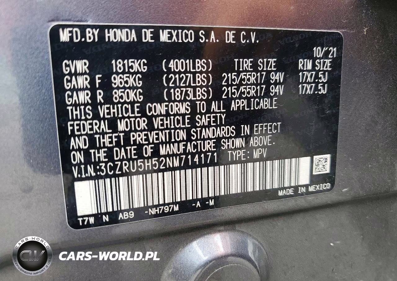 2022 Honda Hr-V Ex VIN:3CZRU5H52NM714171 - 13