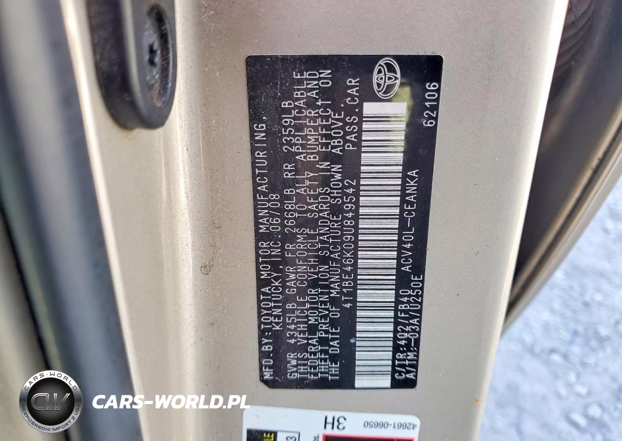 2009 Toyota Camry Le VIN:4T1BE46K09U849542 - 12