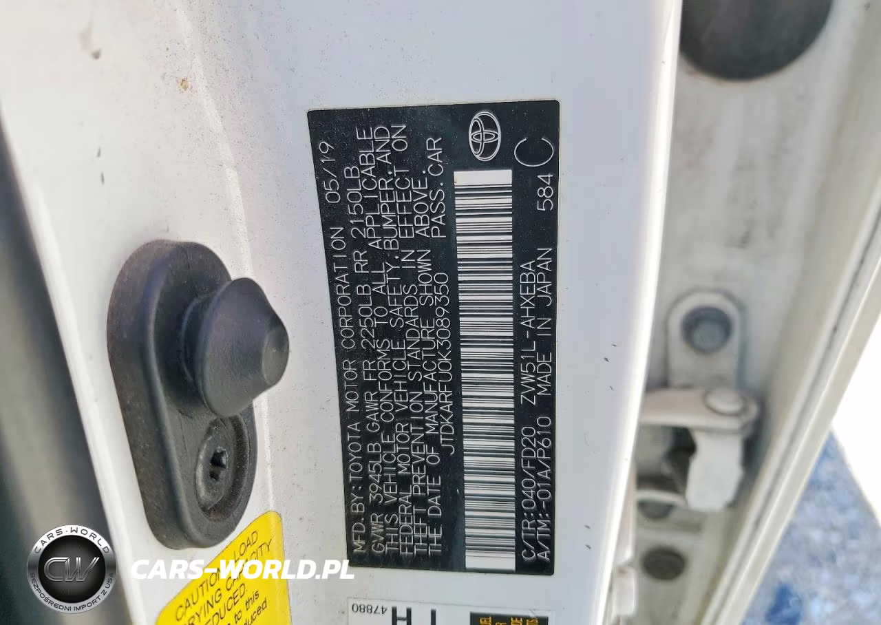2019 Toyota Prius Le VIN:JTDKARFU0K3089350 - 12