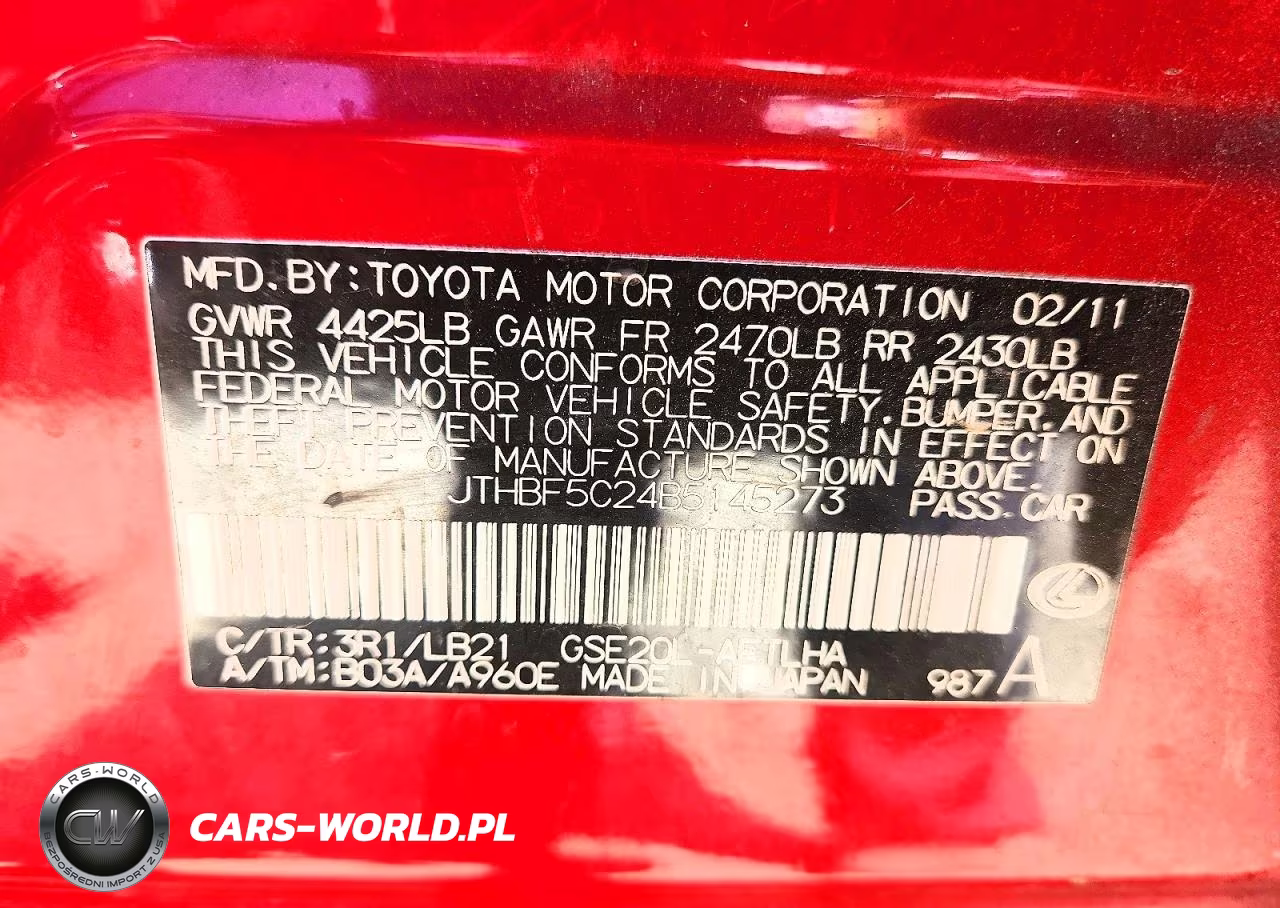 2011 Lexus Is 250 VIN:JTHBF5C24B5145273 - 12
